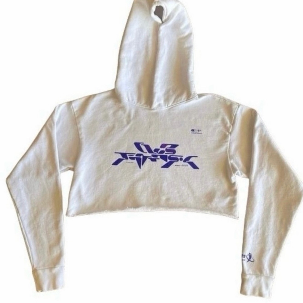 Club Fantasy "Elevate" Cropped Hoodie - White/Purple